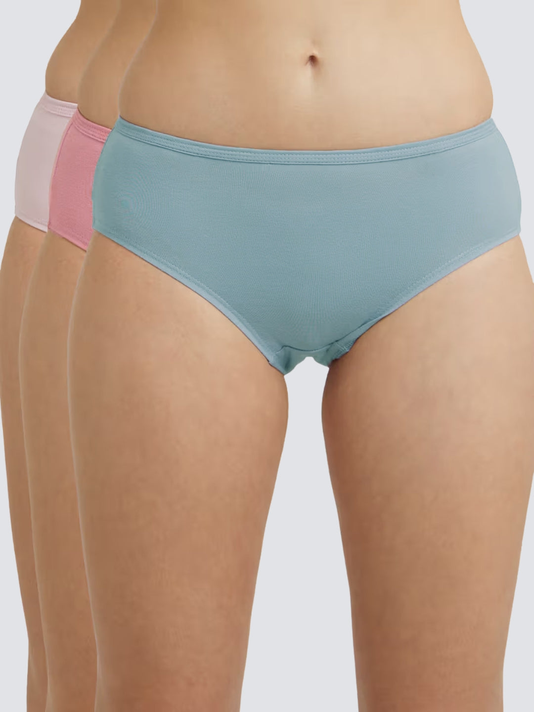 Women Pack of 3 Briefs Mid Waist - Light - High Coverage - Cotton - Antimicrobial