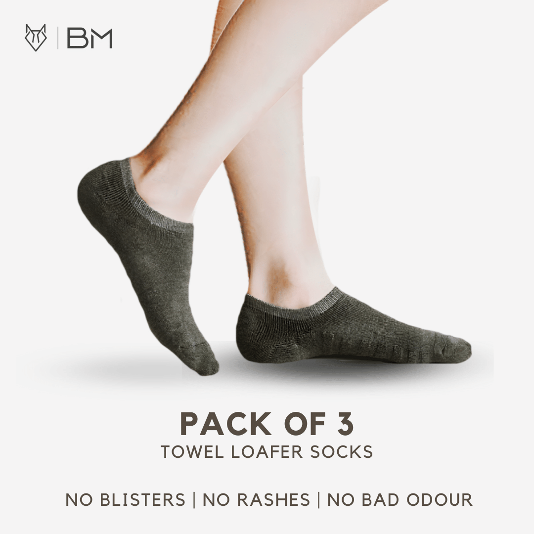 Pack of 3 | No-Show | Loafer Length Towel Socks | (Size UK 6-10)