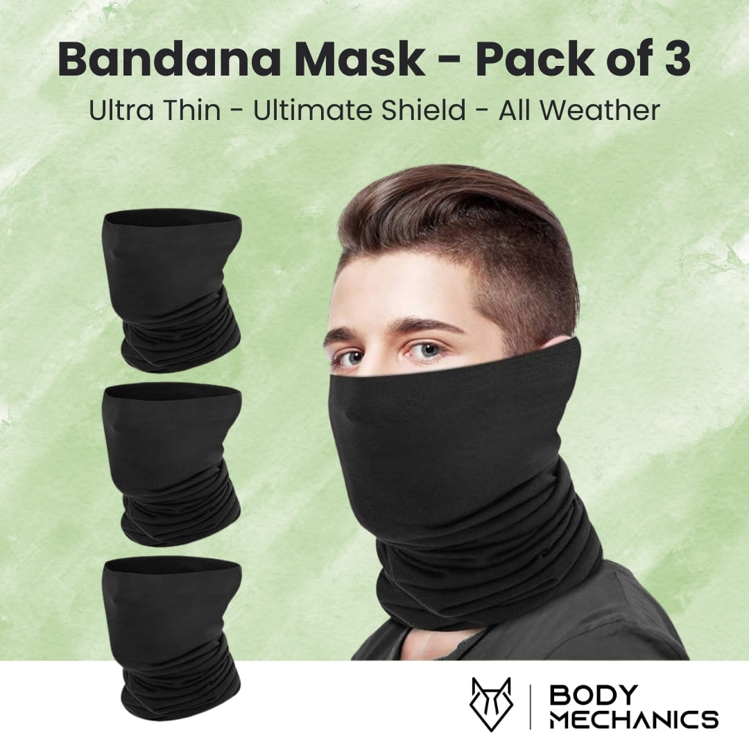 Anytime Shield: Ultra-Thin Bandana Mask - All Weather - Multi Purpose (Pack of 3)