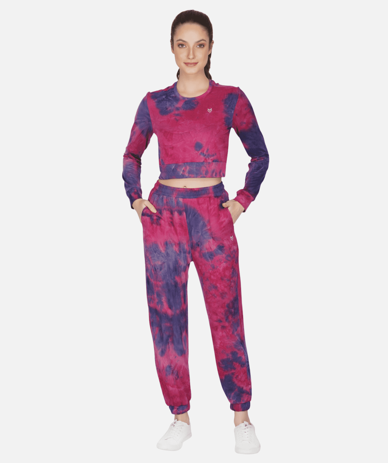 Full sleeves crop and Jogger Set for Ladies | Tie'n'Dye | Velvet Touch Top and Bottom Set