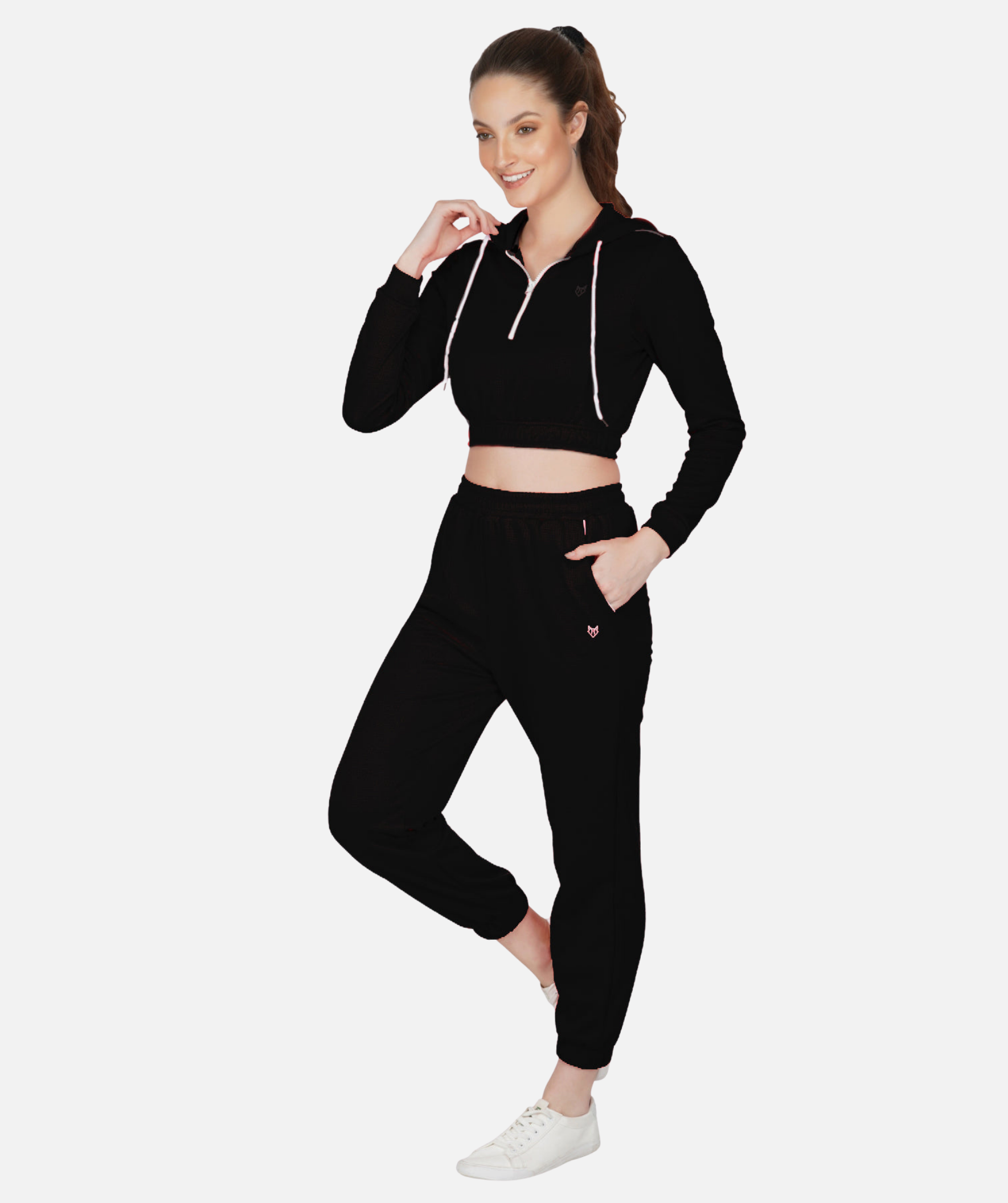 Women's Full sleeves Crop Top Hoodie and Jogger Set Top and Bottom Set