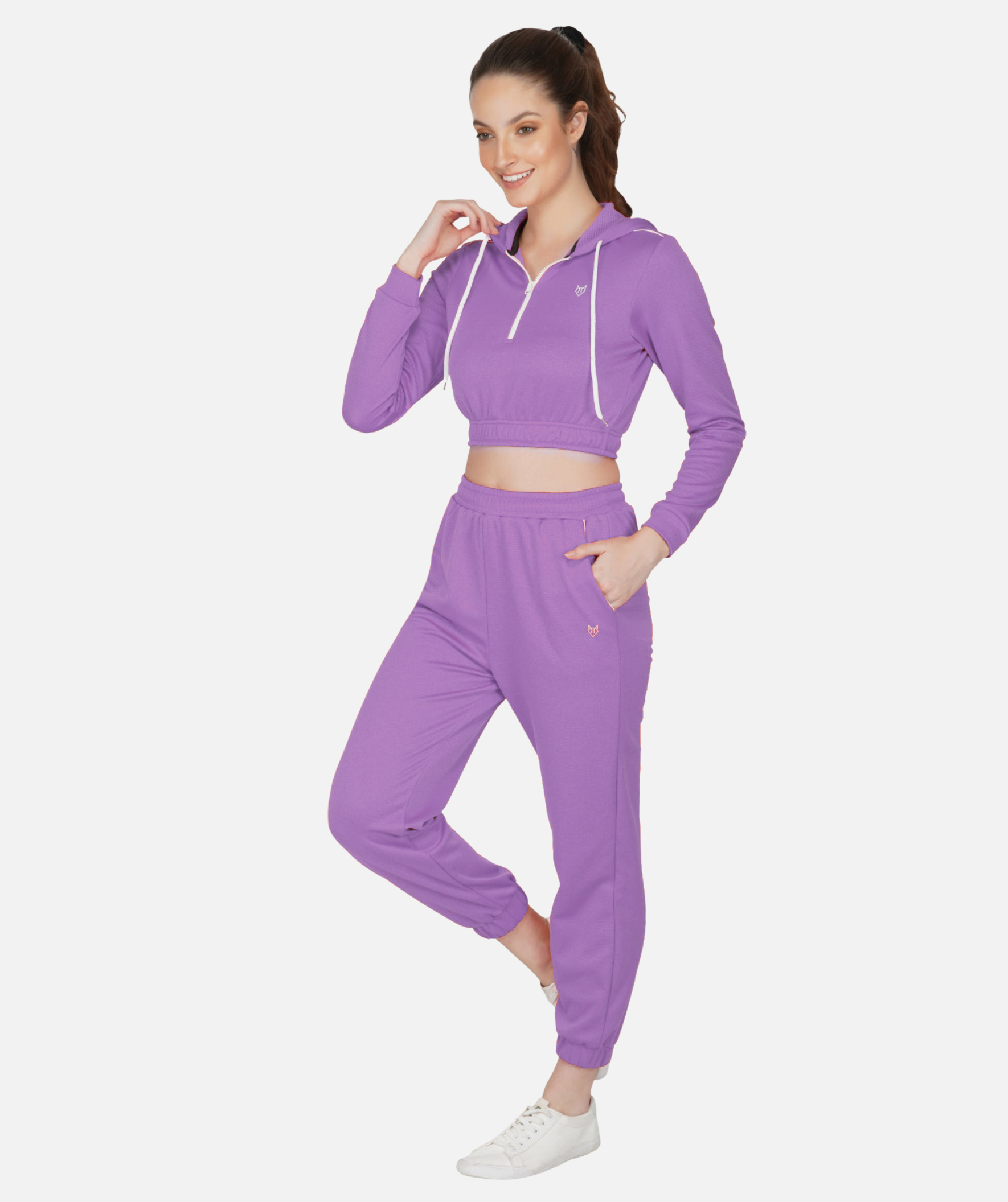 Women's Full sleeves Crop Top Hoodie and Jogger Set Top and Bottom Set